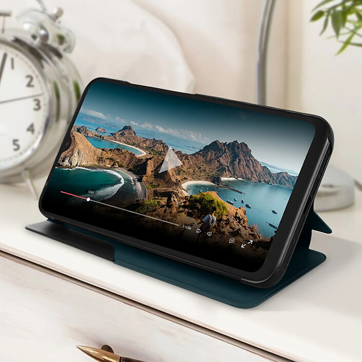 Avis Avizar Étui Xiaomi Redmi 10C Fenêtre Affichage Heure Support Vidéo Vert