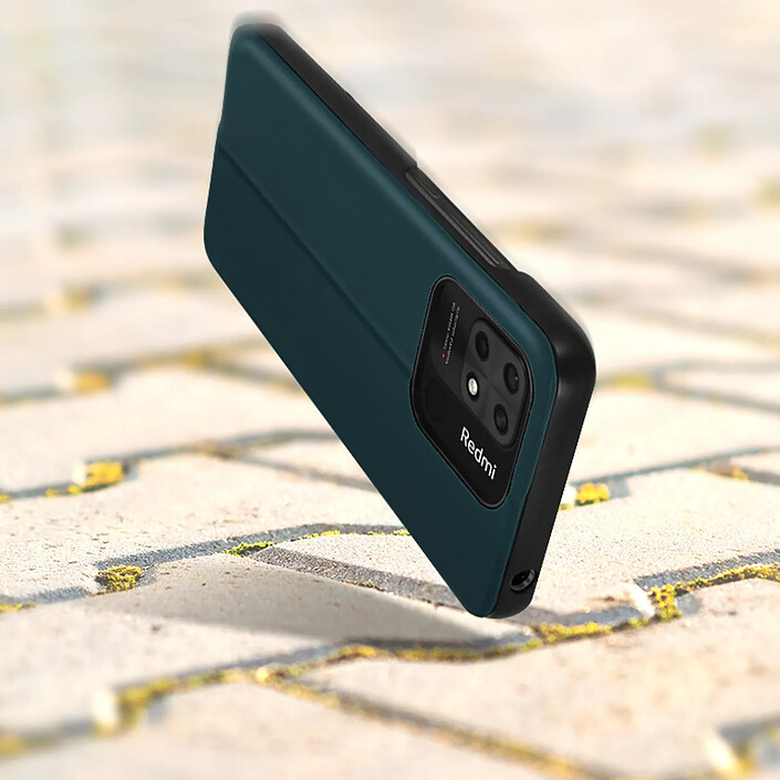 Acheter Avizar Étui Xiaomi Redmi 10C Fenêtre Affichage Heure Support Vidéo Vert