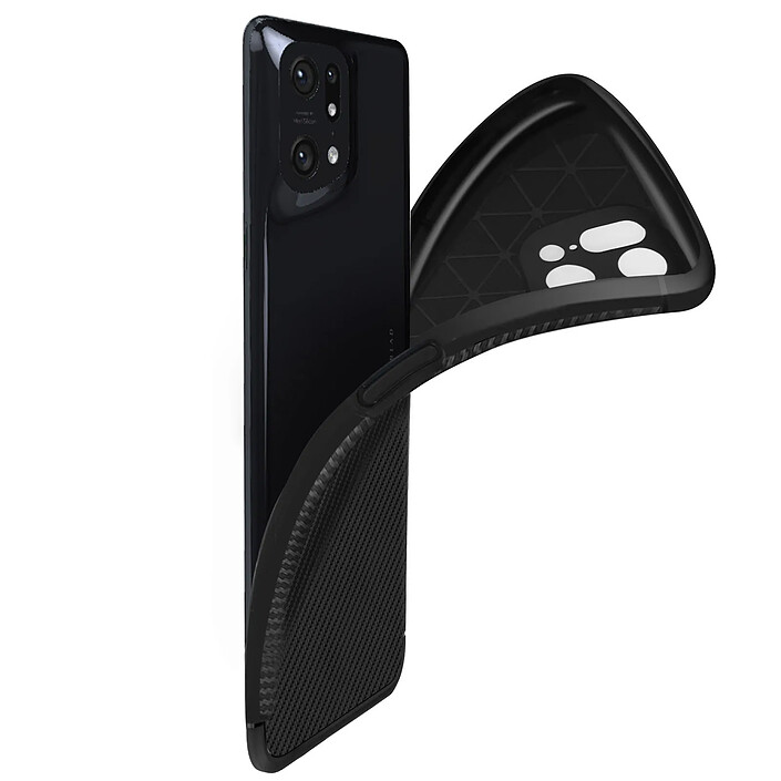 Acheter Avizar Coque Oppo Find X5 Pro Effet Carbone Souple Antidérapant Noir