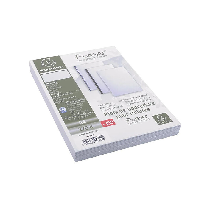 Avis EXACOMPTA Paquet de 100 couvertures Grain toilé pour reliure A4 Blanc