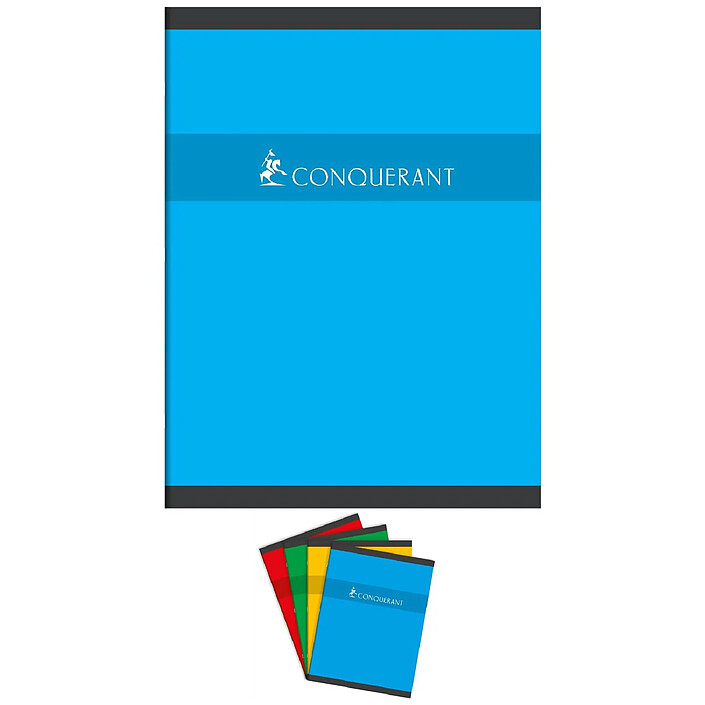 CONQUÉRANT Cahier piqué 24 x 32 cm 192 pages 70g grands carreaux coloris aléatoires