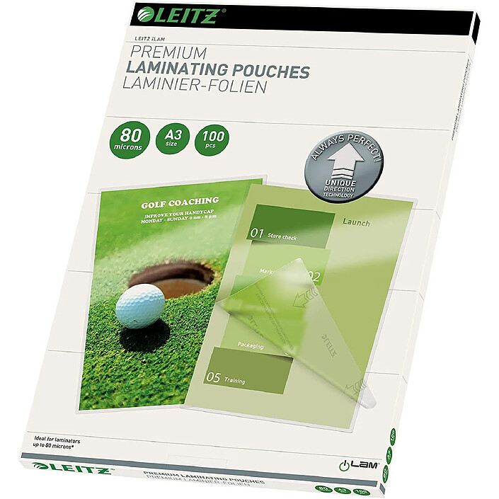 LEITZ Paquet de 100 Pochette à plastifier iLAM UDT A3 Brillante 160 Microns (2x80)