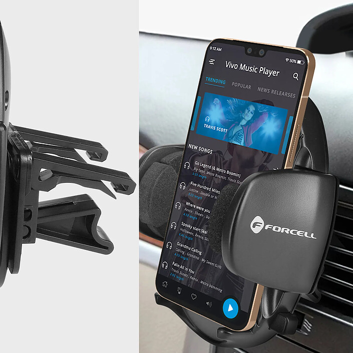 Avis Forcell Support Voiture Smartphone Ovale Fixation à ventouse Bras long 27cm Forcell Noir