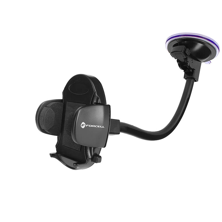 Forcell Support Voiture Smartphone Ovale Fixation à ventouse Bras long 27cm Forcell Noir