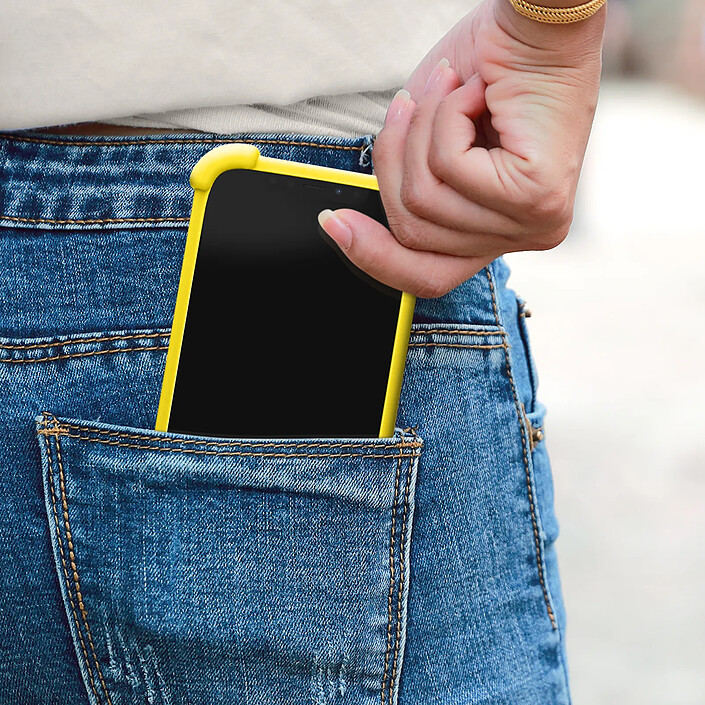 Coque pour Smartphone Universel Silicone Coins bumper Antichoc Béquille support Jaune pas cher