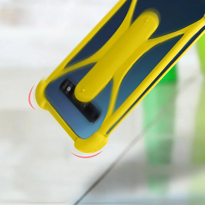 Avis Coque pour Smartphone Universel Silicone Coins bumper Antichoc Béquille support Jaune