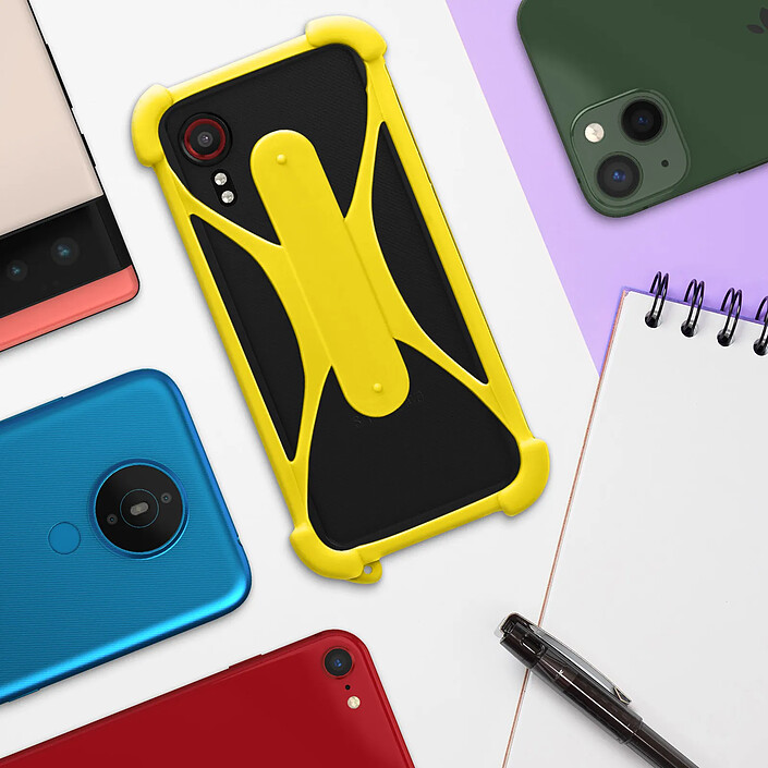 Acheter Coque pour Smartphone Universel Silicone Coins bumper Antichoc Béquille support Jaune