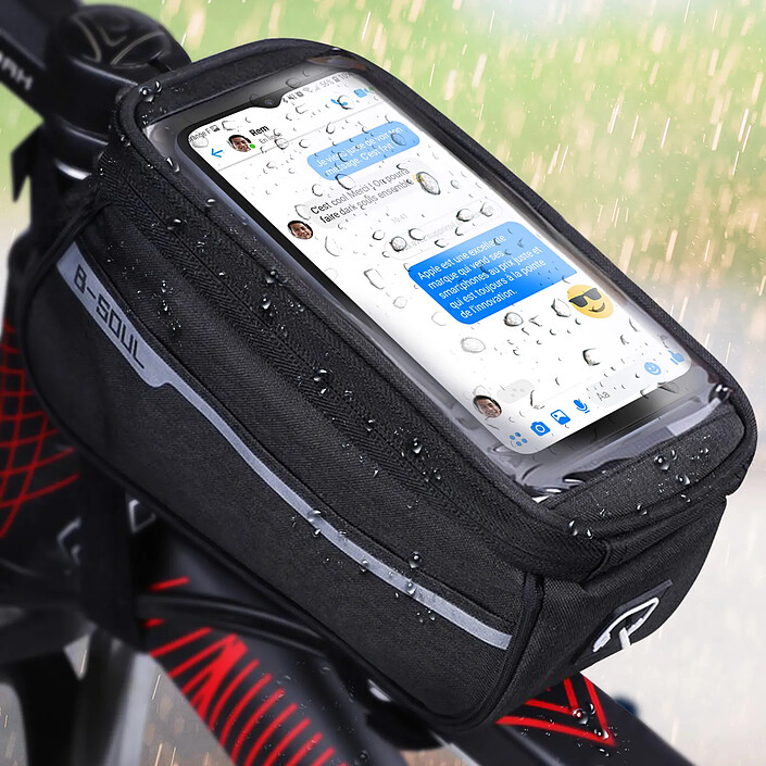 Avizar Sacoche Vélo pour Téléphone Étanche Espace de Rangement Fixation Arceau Guidon Noir pas cher