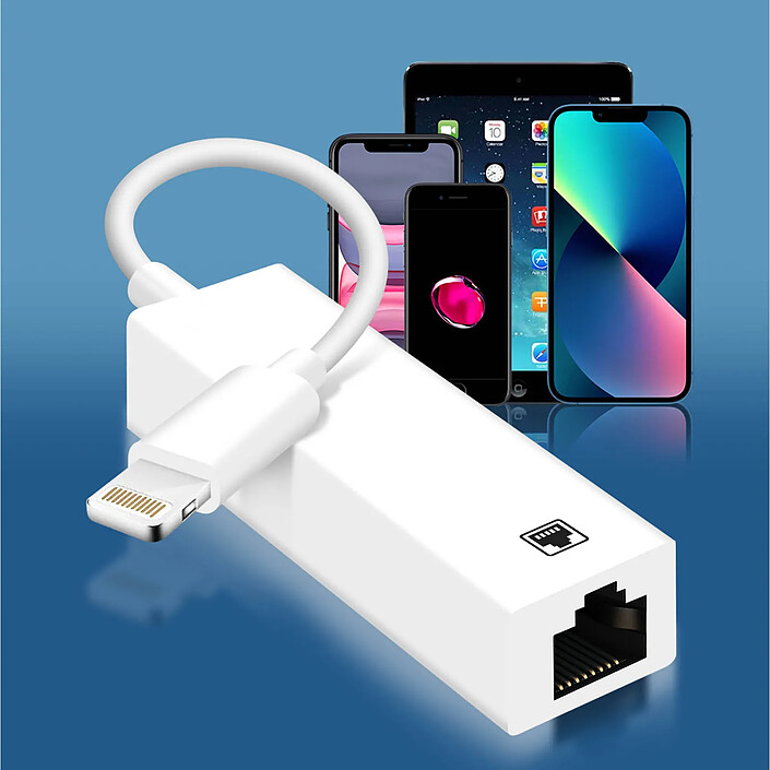 Avis Avizar Adaptateur Ethernet RJ45 vers Lightning pour iPhone et iPad Débit 100 Mbps Blanc