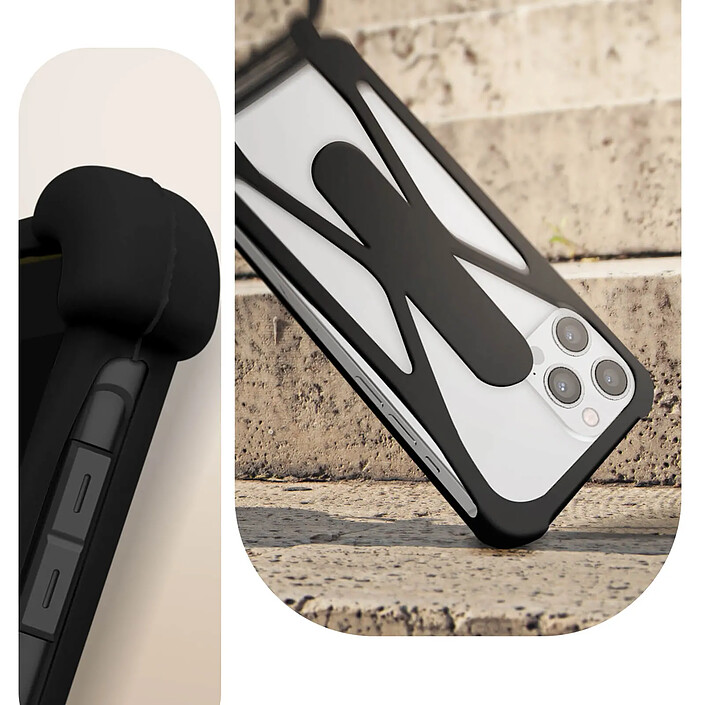 Avis Avizar Coque Cordon pour Smartphone Universel Silicone Coins bumper Béquille support