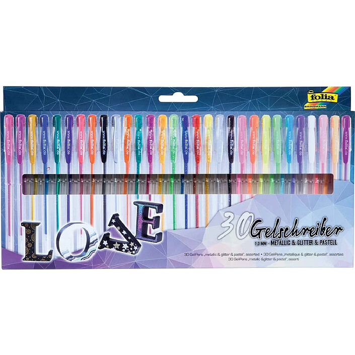 FOLIA Stylo gel MEGA SELECTION, assorti, étui de 30