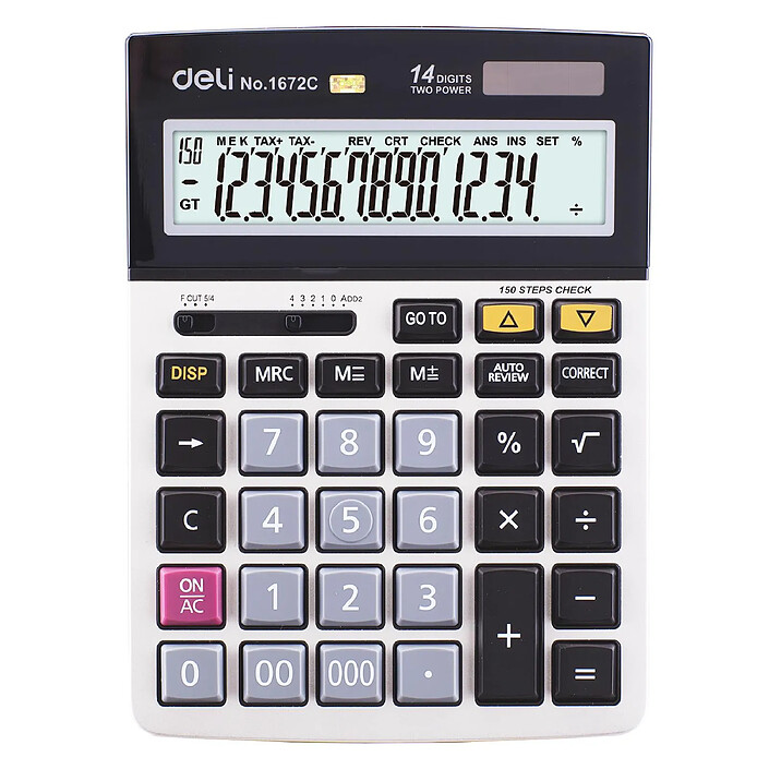 DELI Calculatrice bureau métal 14 chiffres 150 contrôles