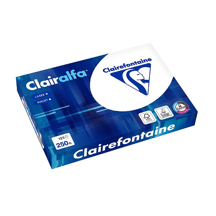 CLAIRALFA Ramette 125 Feuilles Papier 250g A4 210x297 mm Certifié FSC Blanc x 5