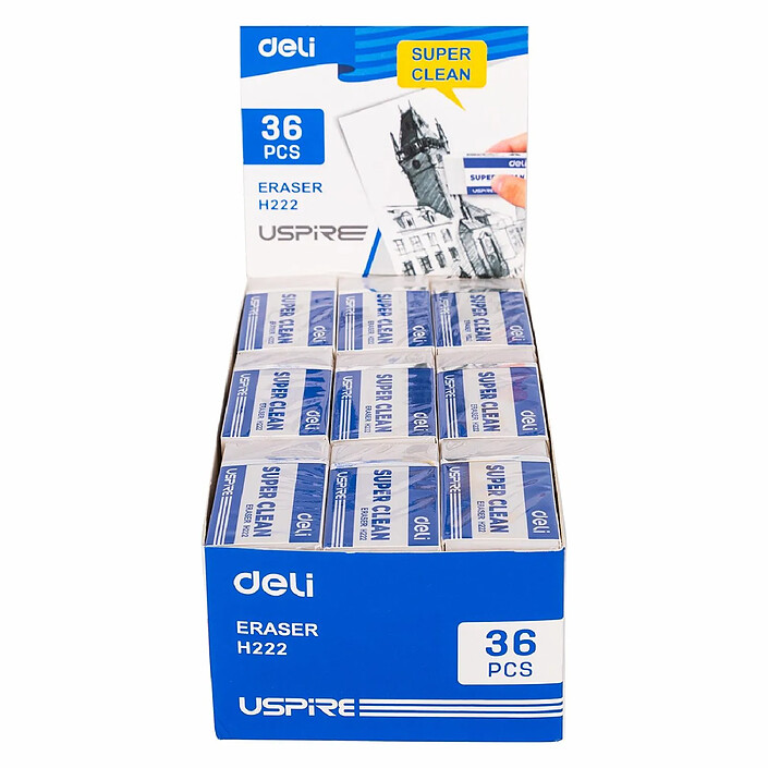 DELI Gomme extra clean 'USPIRE' 45x22.5x10.5mm- sans résidus x 36