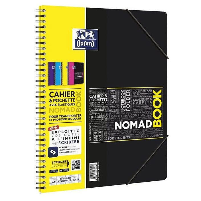 OXFORD Cahier ETUDIANT 'Nomadbook' 24x31 cm Séyès 160 pages 90g avec chemise intégrée