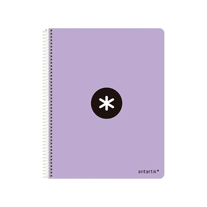 ANTARTIK Cahier spirale A4 240p 100g rembordé quadrillage 5mm microperforé 5 bandes 4 trous - lavande