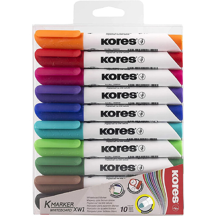KORES Marqueur pour tableau blanc K MARKER XW1, pointe ogive, lot de 10