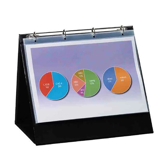 RILLSTAB Reliure chevalet de table A4 à l'italienne avec 10 pochettes Noir