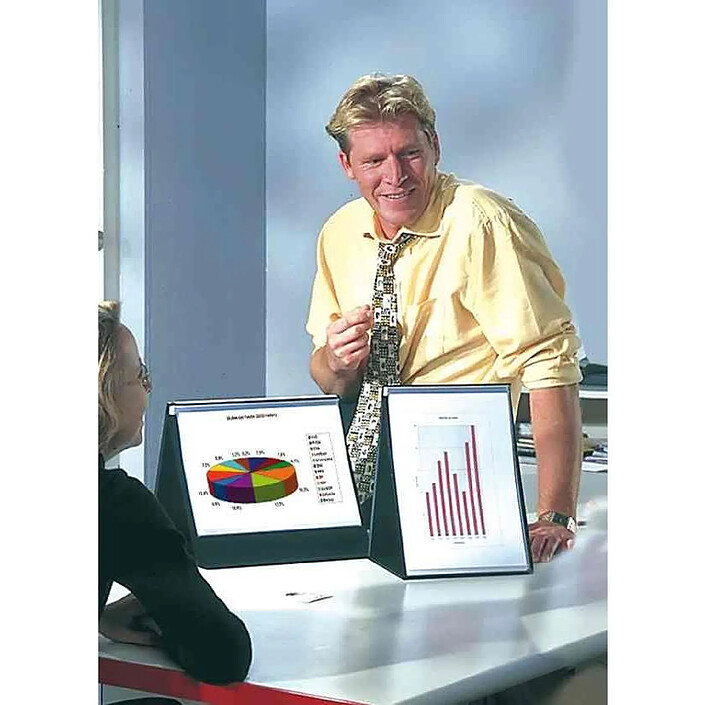 Avis RILLSTAB Reliure chevalet de table A4 à l'italienne avec 10 pochettes Noir