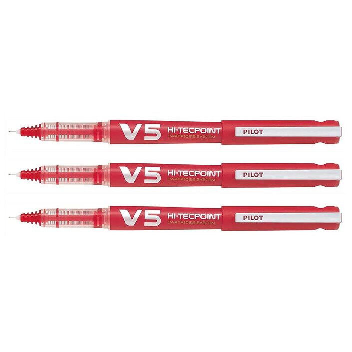 Avis PILOT Roller Rechargeable Hi-Techpoint V5 Encre Liquide Begreen Pointe Fine Rouge x 10
