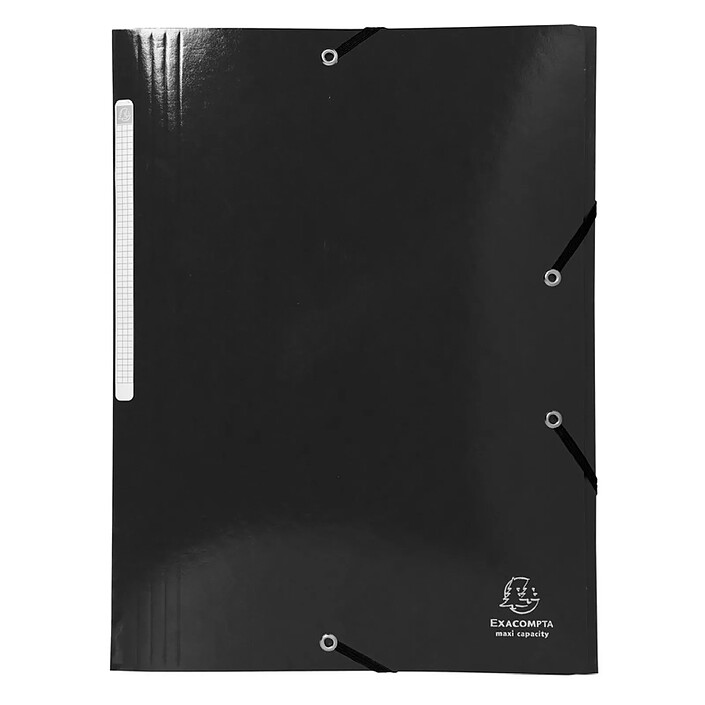 EXACOMPTA Chemise 3 rabats élastiques Max Capacité IDERAMA Carte pelliculée 425g Noir x 25