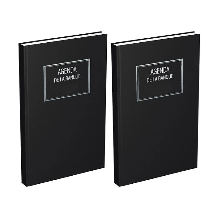 LECAS Agenda Banquier Large 18 x 29 cm 2 volumes 1 jour/2 pages Noir