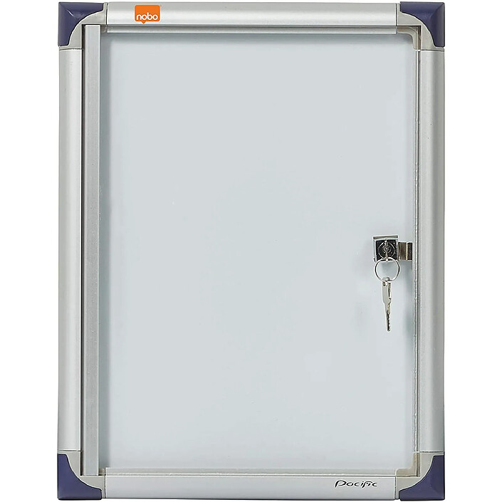 NOBO vitrine d'intérieur extra plate à fond magnétique 1xA4 porte battante blanc