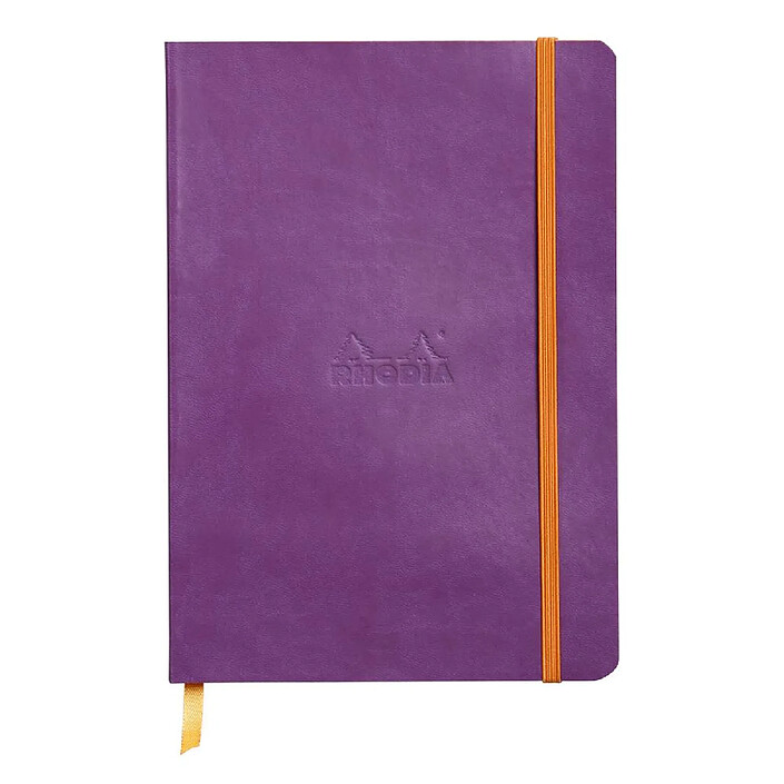 CLAIREFONTAINE RHODIARAMA carnet souple VIOLET A5 ligné 160p pap ivoire Clf 90g ferm. élast.
