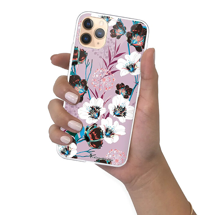 LaCoqueFrançaise Coque iPhone 11 Pro 360 intégrale transparente Motif Fleurs parme Tendance . pas cher