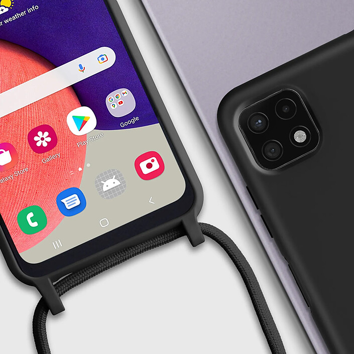 Avizar Coque pour Galaxy A22 5G Semi-Rigide Soft-Touch avec Cordon Tour de Cou pas cher