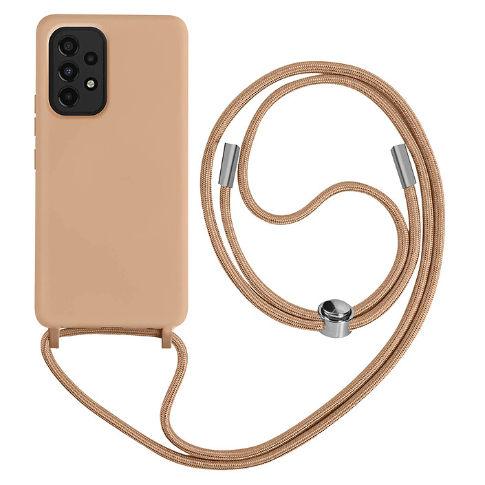 Avizar Coque pour Galaxy A33 5G Semi-Rigide Soft-Touch avec Cordon Tour de Cou Rose
