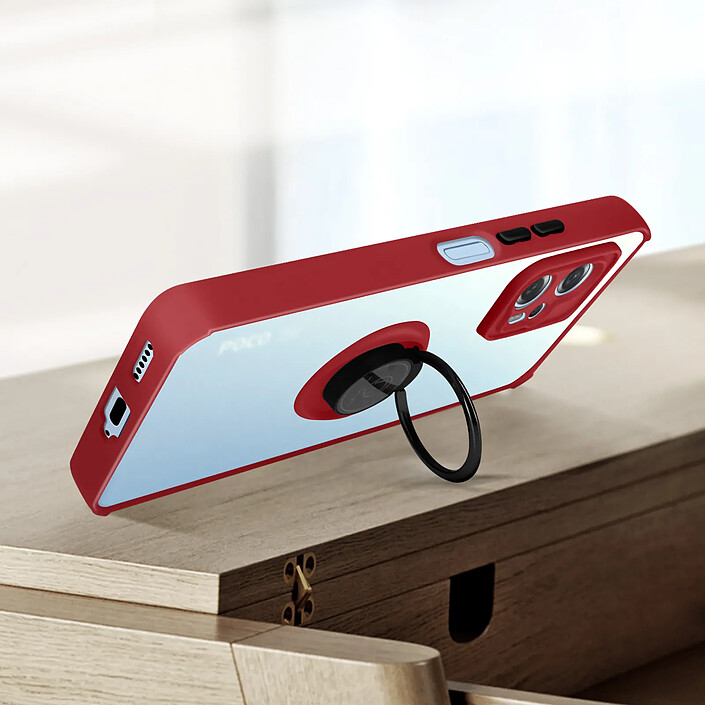 Avizar Coque pour Xiaomi Poco X4 GT Bi-matière Bague Métallique Support Vidéo pas cher