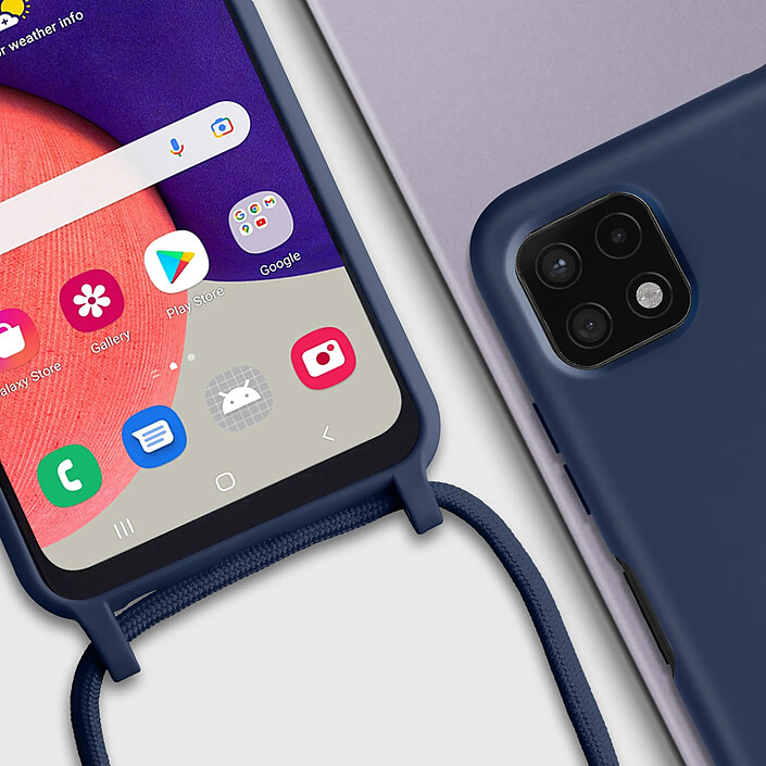 Avizar Coque Cordon pour Samsung Galaxy A22 5G Semi-rigide Lanière Tour du Cou 80cm pas cher