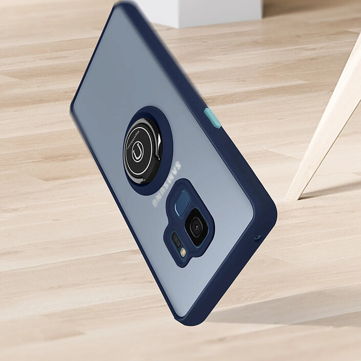 Acheter Avizar Coque pour Samsung Galaxy S9 Bi-matière Bague Métallique Support Vidéo bleu