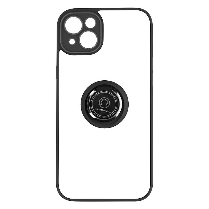 Avizar Coque pour iPhone 14 Bi-matière Bague Métallique Support Vidéo noir
