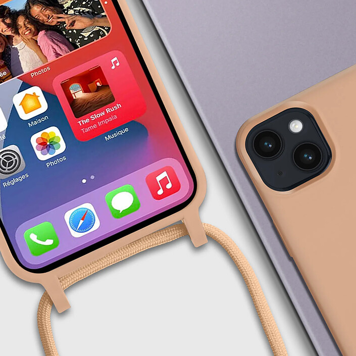 Avizar Coque Cordon pour iPhone 14 Plus Semi-rigide avec Lanière Tour du Cou 80cm pas cher