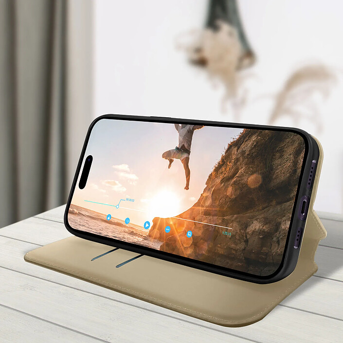 Acheter Avizar Housse folio iPhone 14 Pro Clapet Porte-cartes Fonction Support Vidéo doré