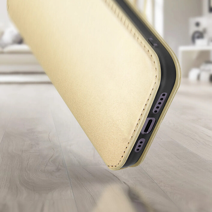 Avizar Housse folio iPhone 14 Pro Clapet Porte-cartes Fonction Support Vidéo doré pas cher