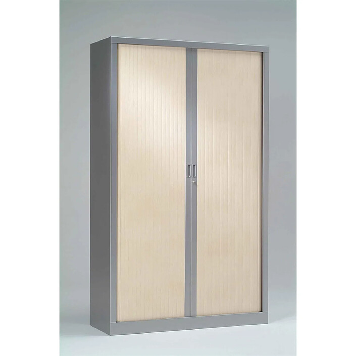 VINCO Armoire Monobloc H198xL100xP43 cm 4 Tablettes Alu Rideaux Erable
