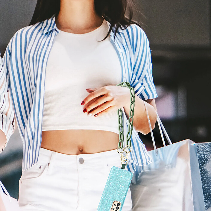 moxie Bijou de Téléphone Chaîne Grosse Maille 58cm Moxie Série Milano Vert pas cher