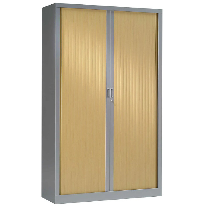 VINCO Armoire Monobloc à Rideaux 1/3 Penderie H198xL120xP43 cm Alu Rideaux Chêne Clair