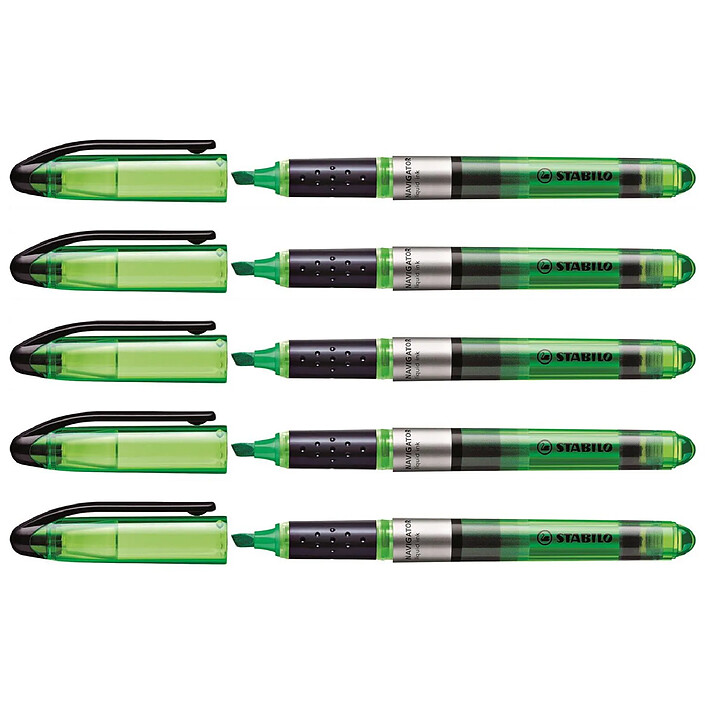 STABILO Surligneur NAVIGATOR de poche Pointe Biseautée vert x 5