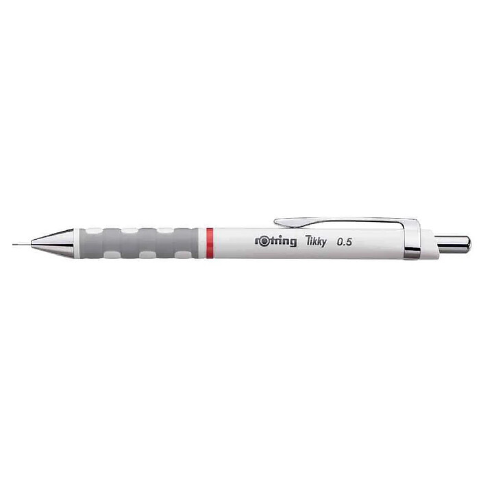 ROTRING Porte-mines fin Tikky 0,5 mm Grip Pointe Métal Chromée Blanc