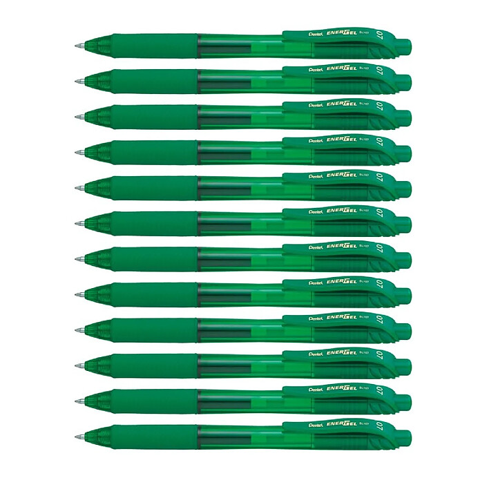 PENTEL Stylo Roller Encre Gel Rétractable ENERGEL X BL107 Pointe 0,7 mm Vert x 12