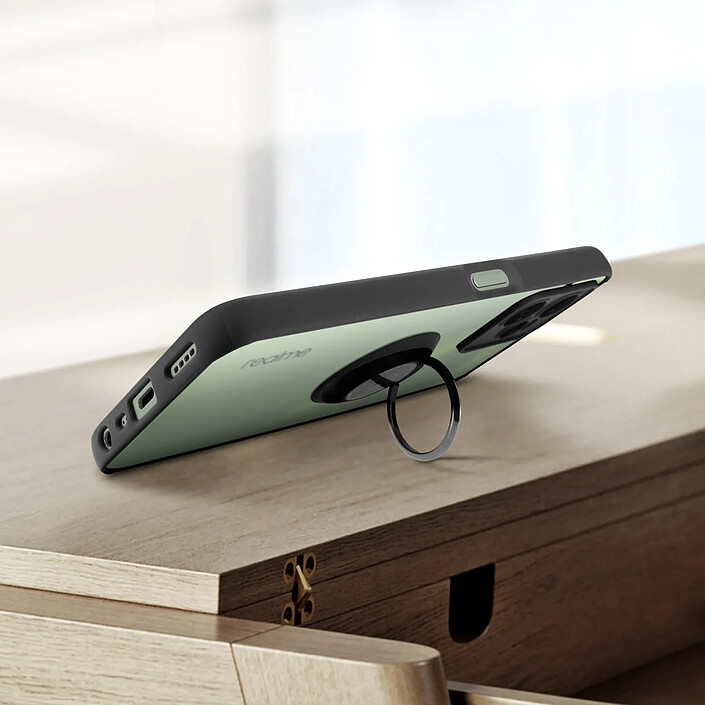 Avizar Coque Realme C35 Bi-matière Bague Métallique Support Vidéo noir pas cher