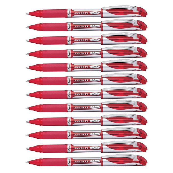 PENTEL Stylo Roller Encre Gel Liquid EnerGel BL57 Pointe 0,7mm Rouge x 12