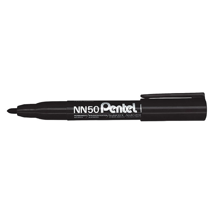 PENTEL marqueur permanent GREEN-LABEL NN50 Pointe Ogive 1,3 mm Noir x 12