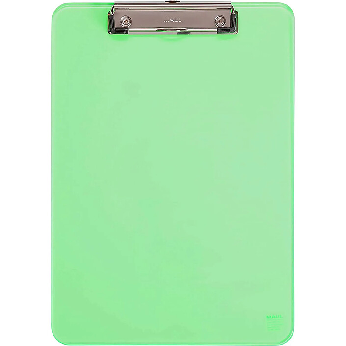 MAUL Porte-bloc A4 MAULneon plastique avec pince arceau Vert Transparent