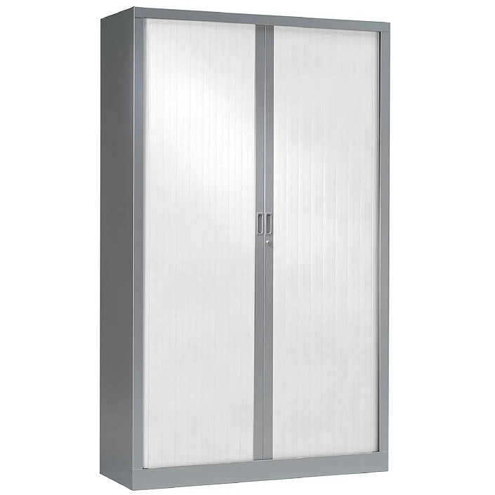 VINCO Armoire Monobloc à Rideaux 1/3 Penderie H198xL120xP43 cm Alu Rideaux Blanc