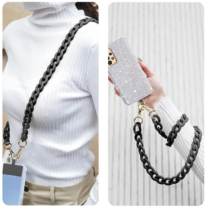 moxie Bijou de Téléphone Chaîne Grosse Maille 120cm Moxie Série Ibiza Noir pas cher